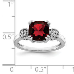 14k White Gold Garnet and Diamond Ring