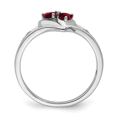 10k White Gold Created Ruby and Diamond 2-stone Heart Ring
