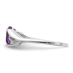 14k White Gold Amethyst and Diamond Heart Ring