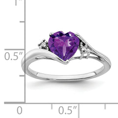 14k White Gold Amethyst and Diamond Heart Ring