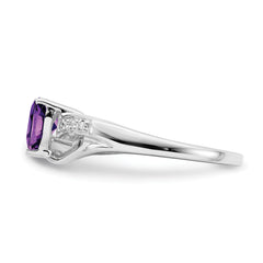 14k White Gold Amethyst and Diamond Heart Ring