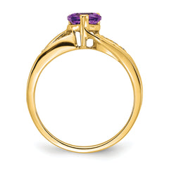 14k Amethyst and Diamond Heart Ring