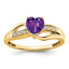 Amethyst & Diamond Heart Ring in 14K Yellow Gold (0.03 ct. tw.), Size 7 - Sophia Jewelers