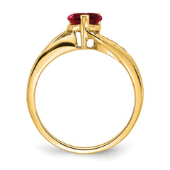 14k Created Ruby and Diamond Heart Ring