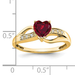 14k Created Ruby and Diamond Heart Ring