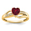 14k Created Ruby and Diamond Heart Ring
