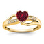 Lab-Created Ruby & Diamond Heart Ring in 14K Yellow Gold (0.03 ct. tw.), Size 7 - Sophia Jewelers