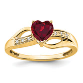 14k Created Ruby and Diamond Heart Ring