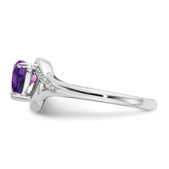 14k White Gold Amethyst and Diamond Heart Ring