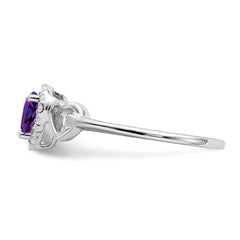 14k White Gold Amethyst and Diamond Heart Ring