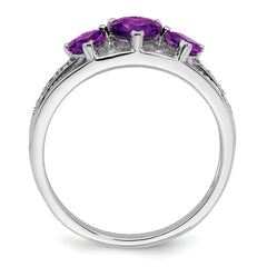 14k White Gold Amethyst and Diamond Heart Ring