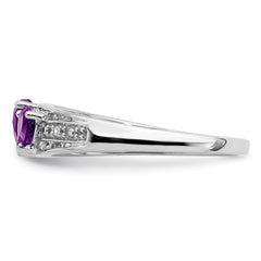 14k White Gold Amethyst and Diamond Heart Ring