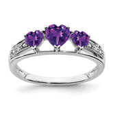 14k White Gold Amethyst and Diamond Heart Ring