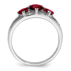 14k White Gold Cr. Ruby and Diamond Heart Ring