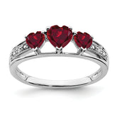 14k White Gold Cr. Ruby and Diamond Heart Ring