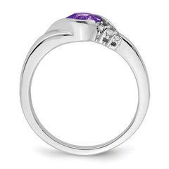14k White Gold Amethyst and Diamond Ring
