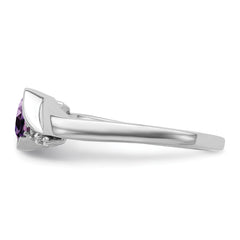 14k White Gold Amethyst and Diamond Ring