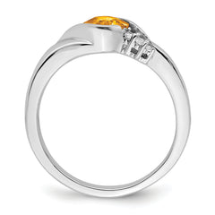 14k White Gold Citrine and Diamond Ring