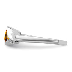 14k White Gold Citrine and Diamond Ring