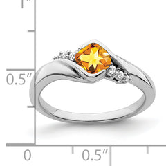 14k White Gold Citrine and Diamond Ring