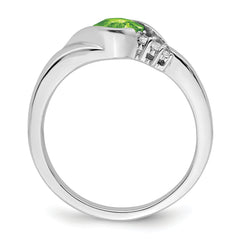 14k White Gold Peridot and Diamond Ring