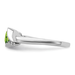 14k White Gold Peridot and Diamond Ring