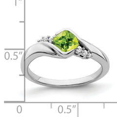 14k White Gold Peridot and Diamond Ring