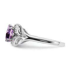 14k White Gold Amethyst and Diamond Ring