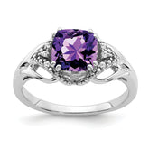 14k White Gold Amethyst and Diamond Ring