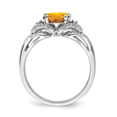 14k White Gold Citrine and Diamond Ring