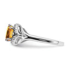 14k White Gold Citrine and Diamond Ring