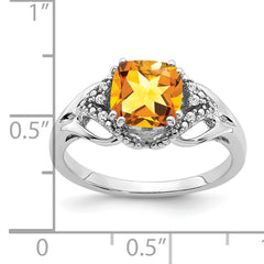 14k White Gold Citrine and Diamond Ring