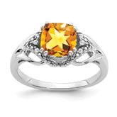 14k White Gold Citrine and Diamond Ring