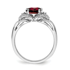 14k White Gold Garnet and Diamond Ring