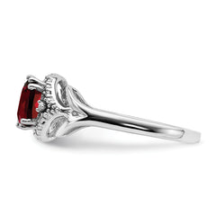 14k White Gold Garnet and Diamond Ring