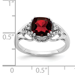 14k White Gold Garnet and Diamond Ring