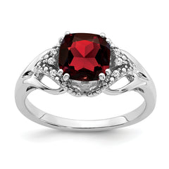 14k White Gold Garnet and Diamond Ring