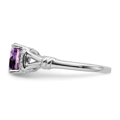 14k White Gold Amethyst and Diamond Ring