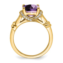 14k Amethyst and Diamond Ring