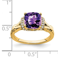 14k Amethyst and Diamond Ring