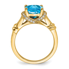 14k Blue Topaz and Diamond Ring