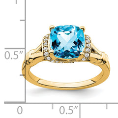 14k Blue Topaz and Diamond Ring