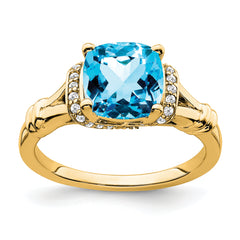 14k Blue Topaz and Diamond Ring