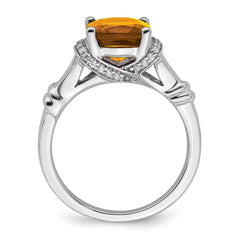 14k White Gold Citrine and Diamond Ring