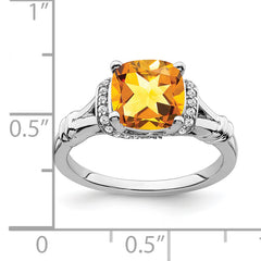14k White Gold Citrine and Diamond Ring