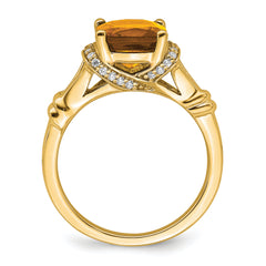 14k Citrine and Diamond Ring