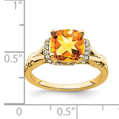 14k Citrine and Diamond Ring