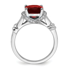 14k White Gold Garnet and Diamond Ring