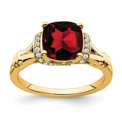 14k Garnet and Diamond Ring