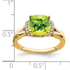 14k Peridot and Diamond Ring